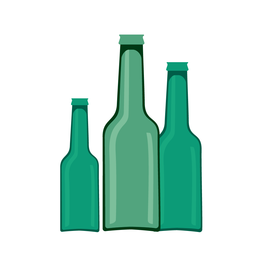 Recycling glass bottles illo